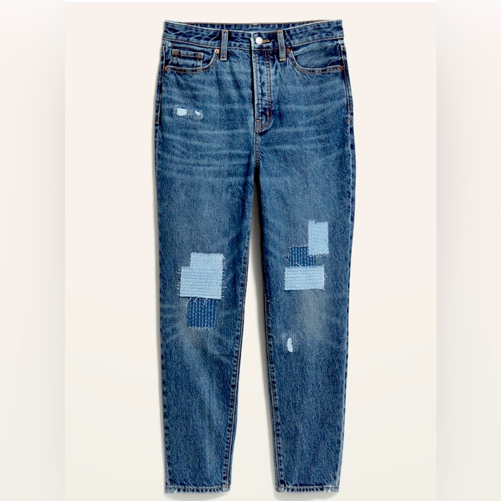 Straight Patchwork Non-Stretch jeans